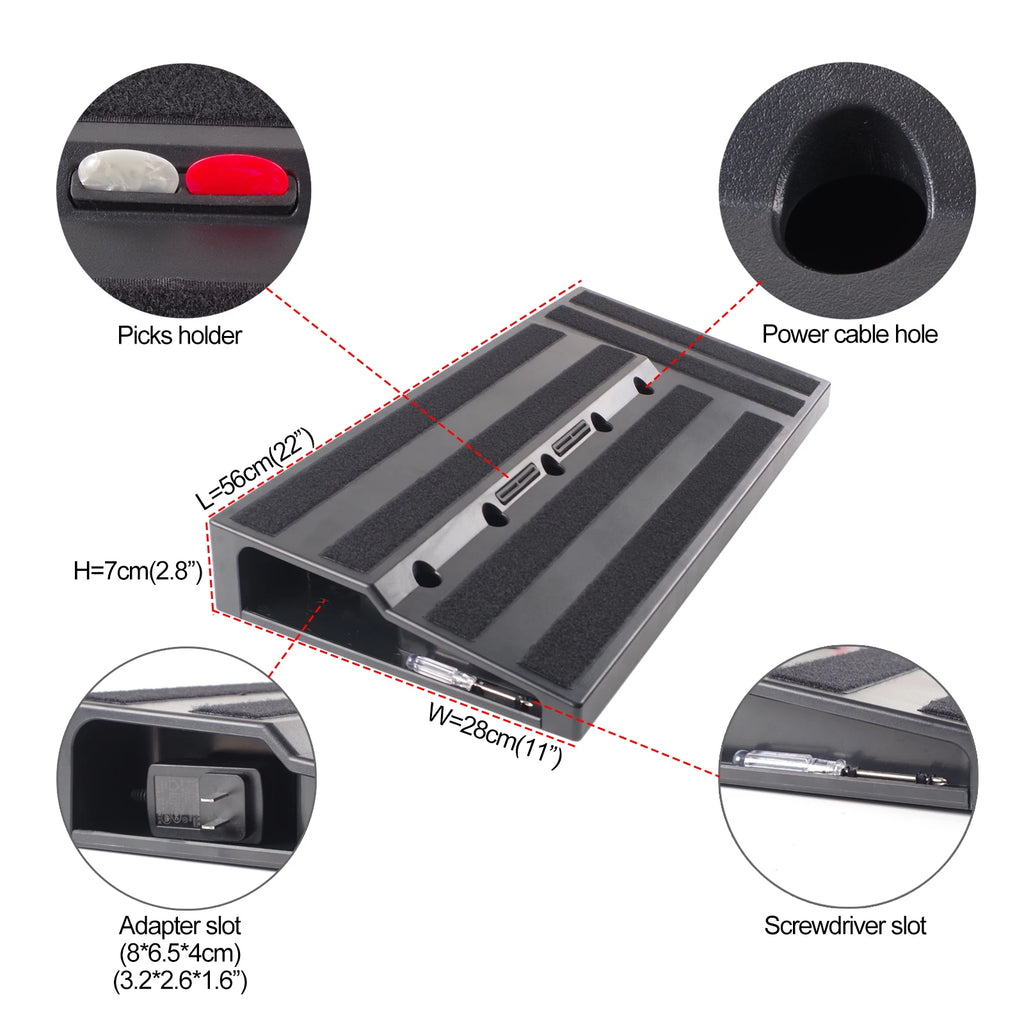 Guitar Pedal Board, Hidden Power Supply Design W/accessories