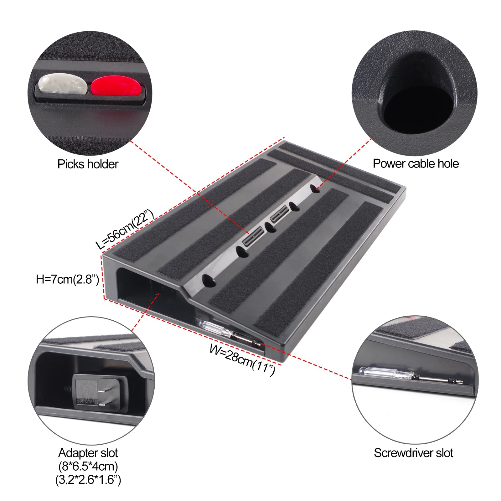 Guitar Pedal Board, Hidden Power Supply Design W/accessories