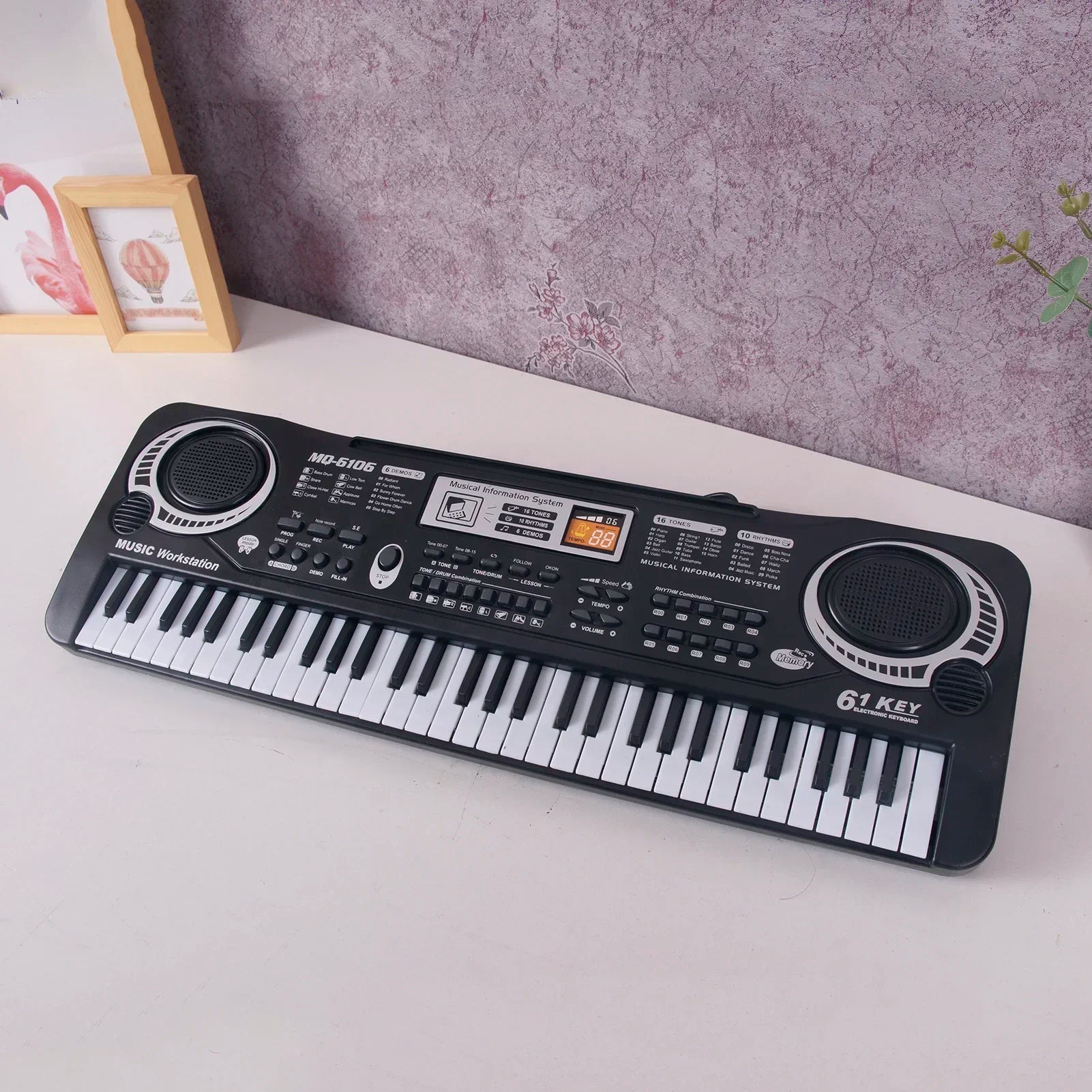 61 Keys Black Digital Music Electronic Keyboard