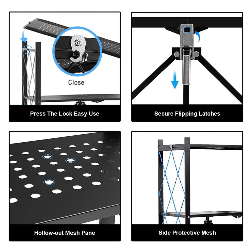 5-Tier Metal Shelf 27.9"x13.4"x62.5, Foldable Storage Rack