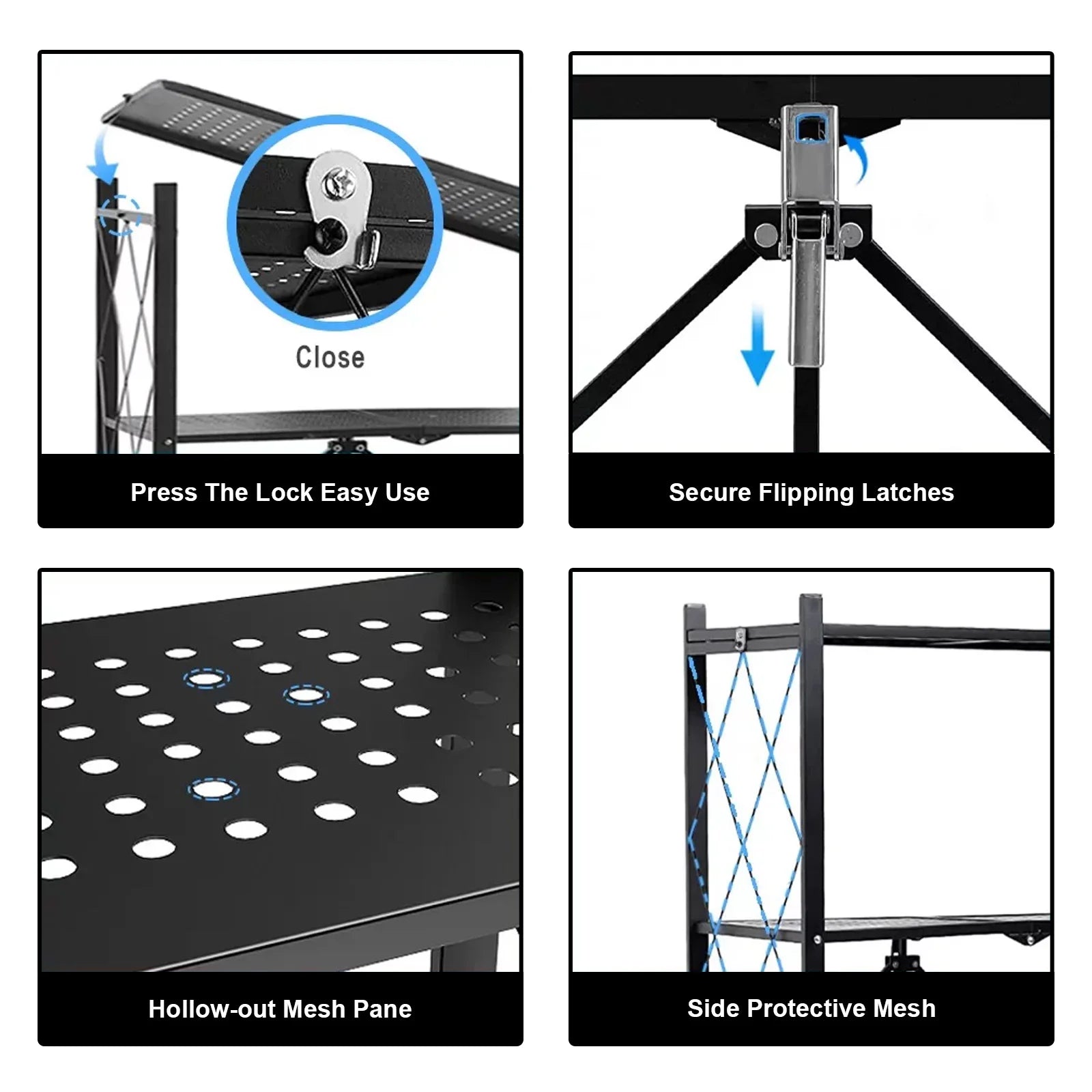 5-Tier Metal Shelf 27.9"x13.4"x62.5, Foldable Storage Rack
