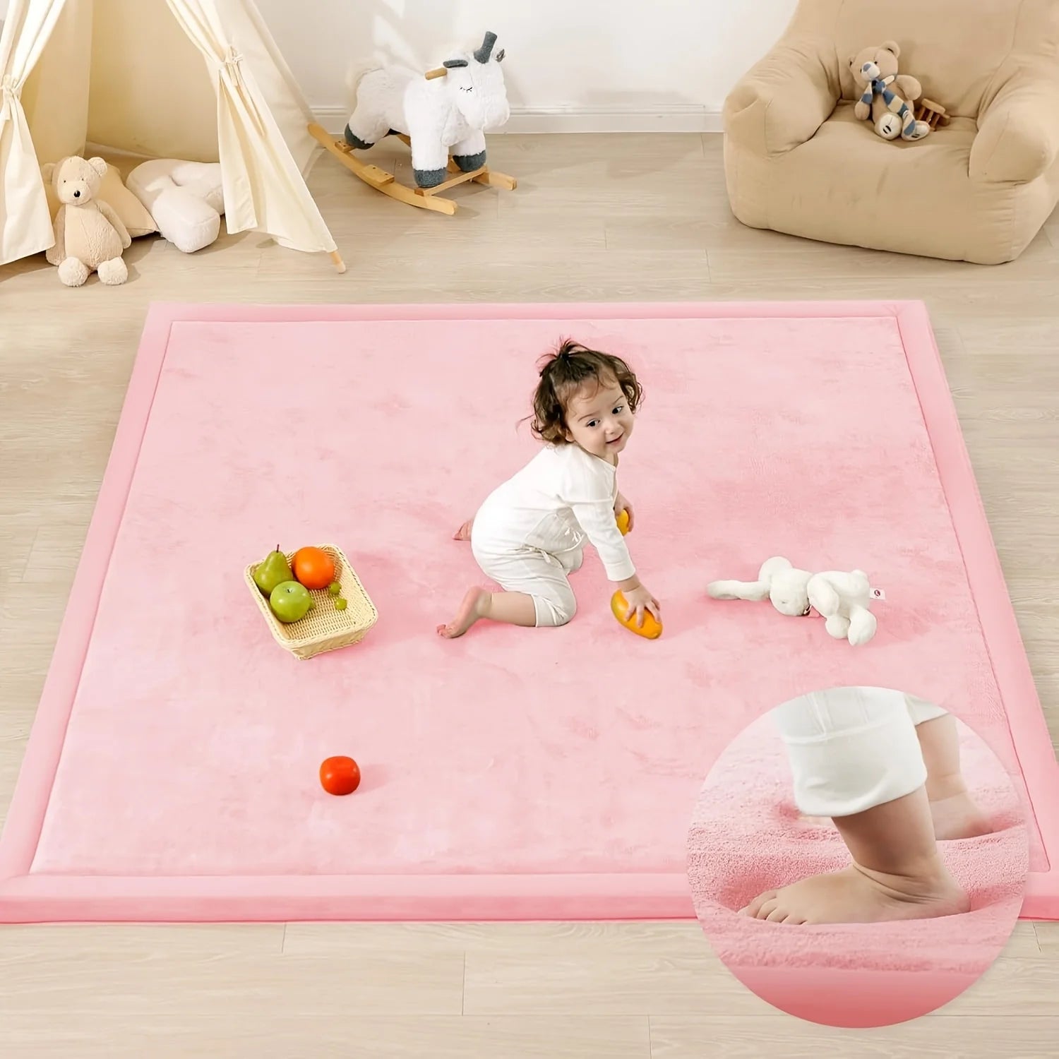 Memory Foam Playpen Mat with Non-slip Bottom