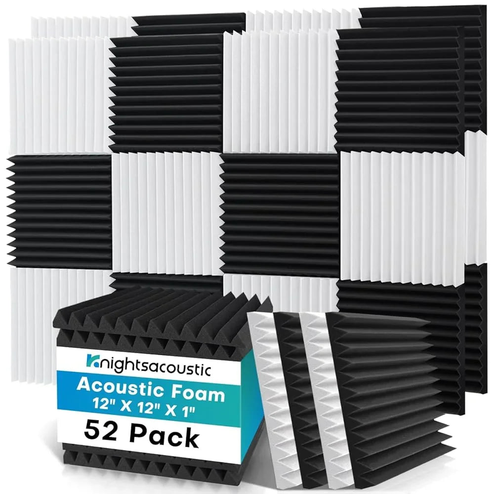 52 Pack Acoustic Foam Black/White Sound Foam Soundproof