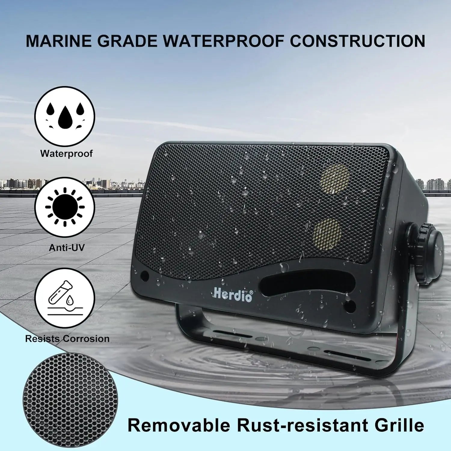 Herdio 3.5'' Passive Outdoor Speakers Subwoofer Wired Waterproof