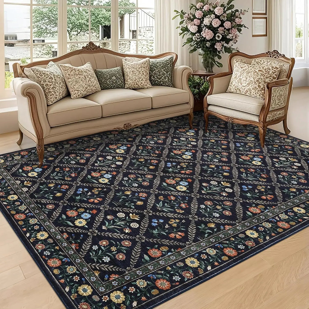 Washable Area Rugs Soft Low-Pile Non-Slip Carpet