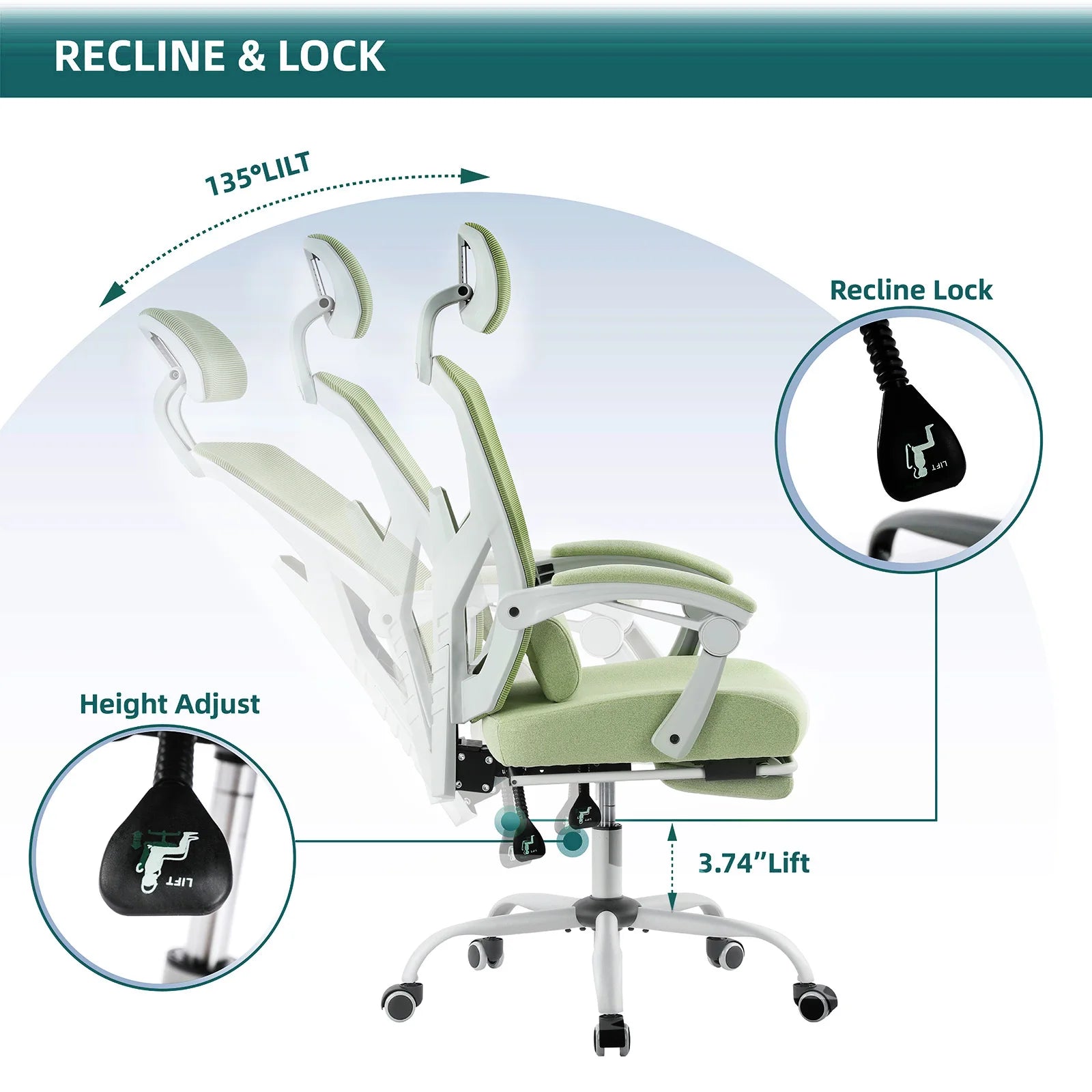 JHK Ergonomic Reclining High Back Mesh Chair Computer