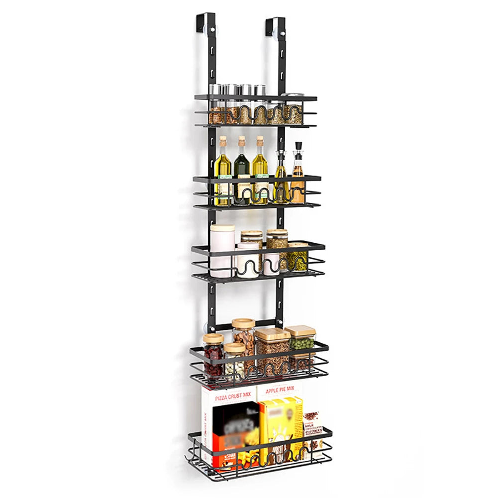 Metal Hanging Spice Rack, Multi-Tier Over the Door Organizer