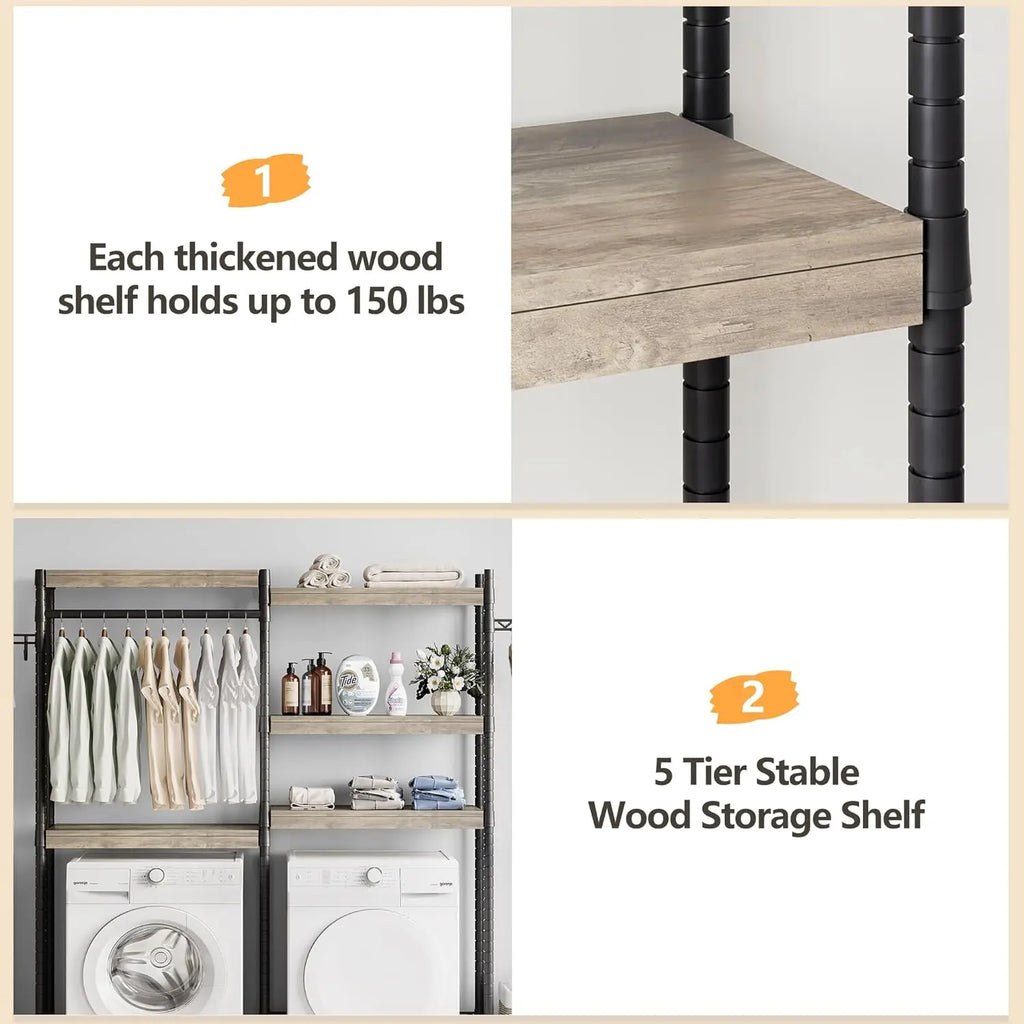 5-Tier Wood Shelf-Laundry storage.