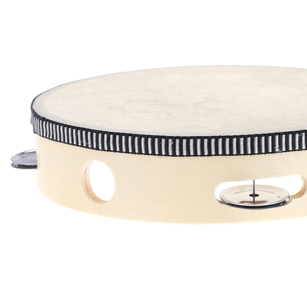 8 Inch Handheld Tambourine with Metal Jingles