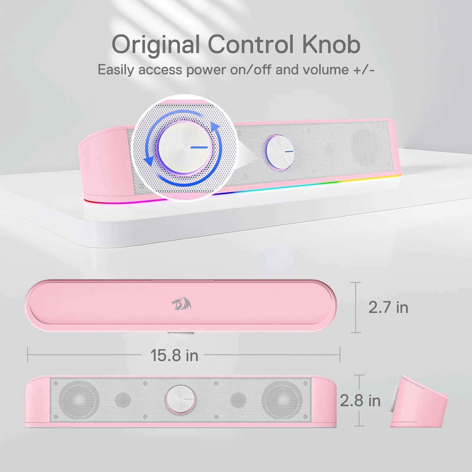 Redragon GS560 RGB Desktop Soundbar, 2.0 Channel