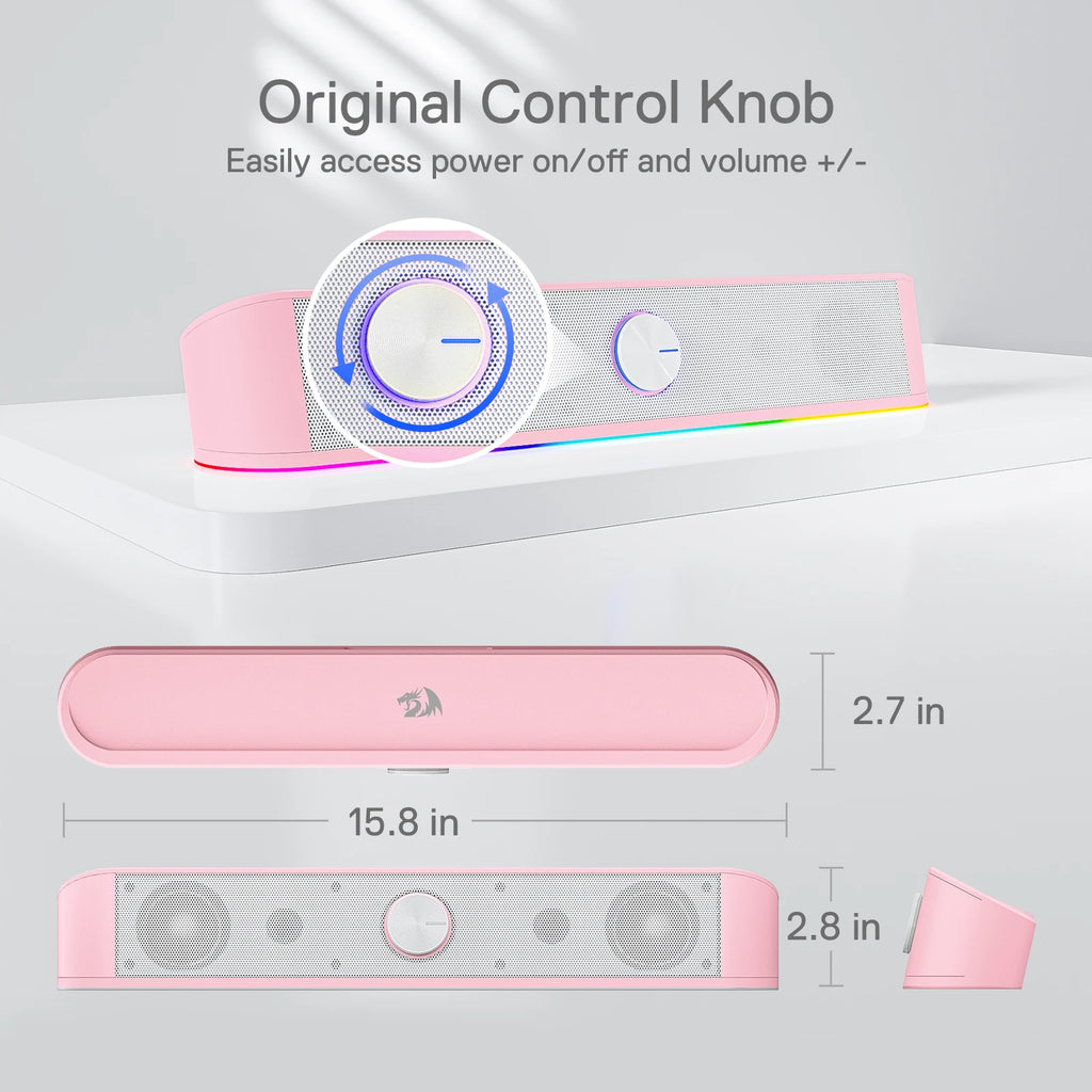 Redragon GS560 RGB Desktop Soundbar, 2.0 Channel