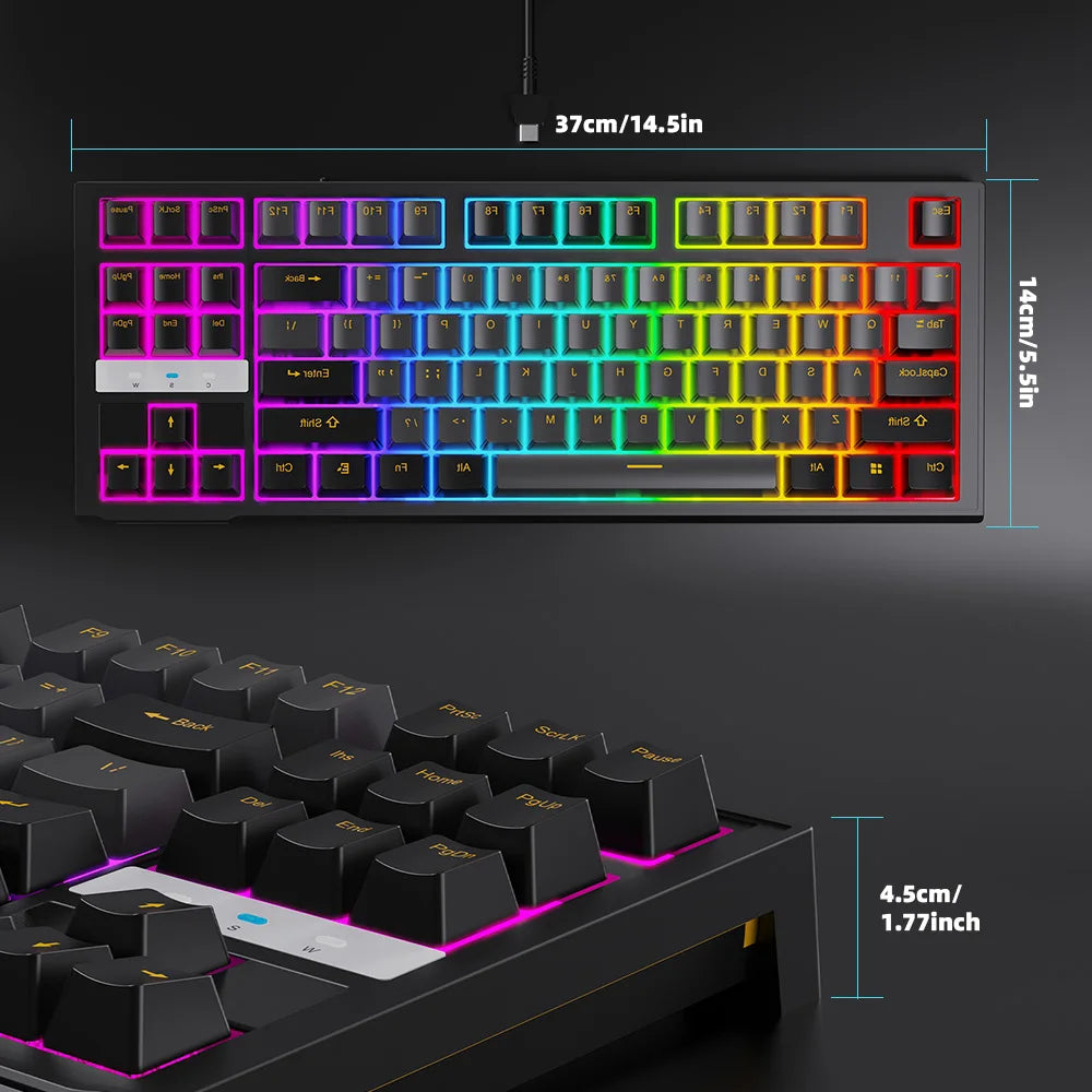 NPET 87 Keys RGB Mechanical Keyboard, Wired Gaming And Office