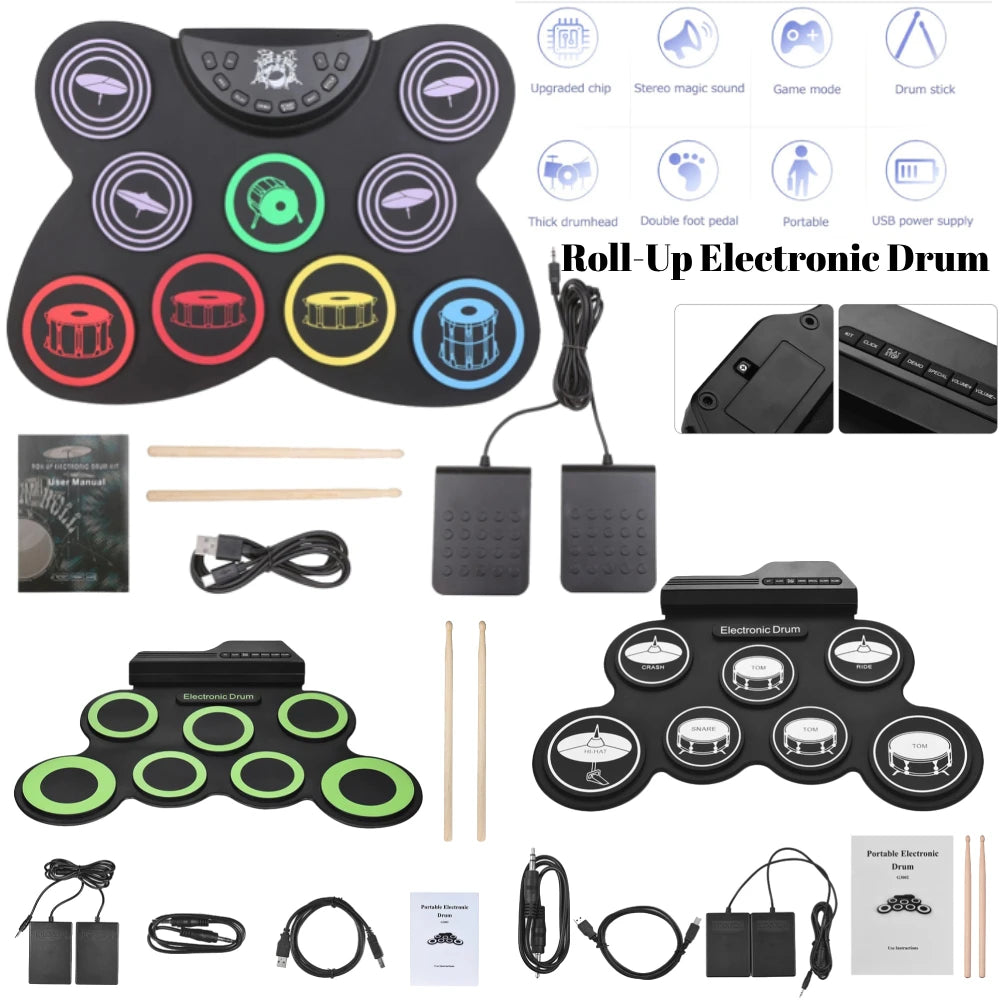 Folding Music Drums Hand Roll USB Electronic Silicon