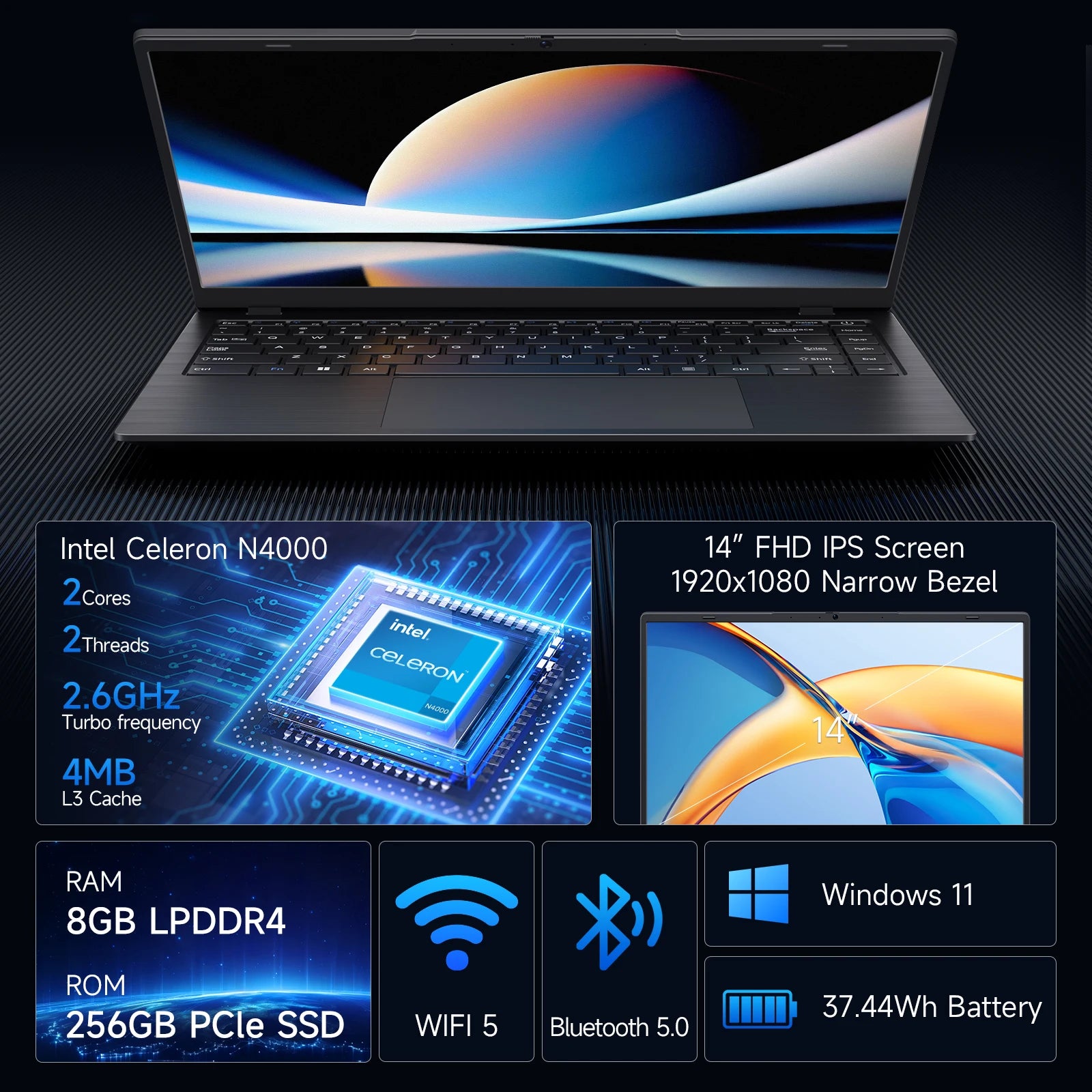 14 Inch Windows 11 Laptops New N4000 2.6Ghz 8GB