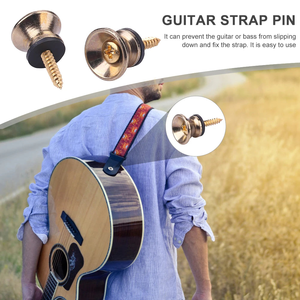 2pcs Professional Guitar Pegs Strap Lock Metal Anti-slip