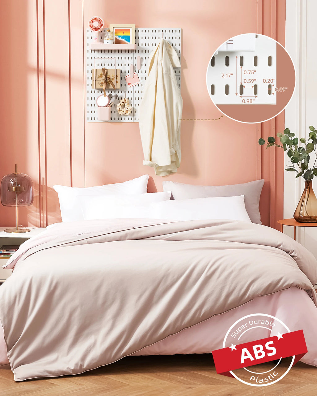 Pink 4pcs Pegboard Combination Kits, Easy Storge