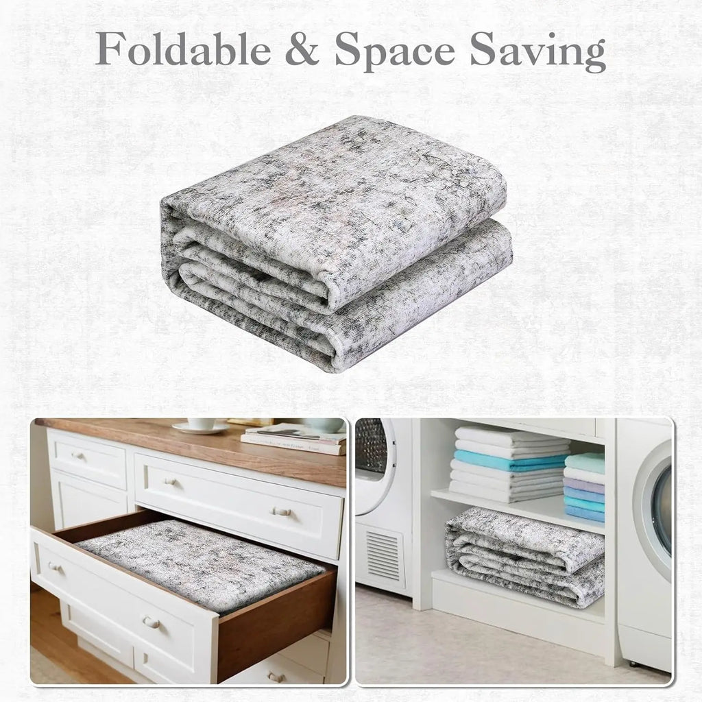 Washable Area Rug Stain-Resistant Non-Slip Backing