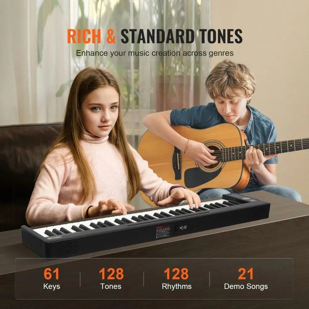 61 Key Folding Portable Keyboard Piano Bluetooth