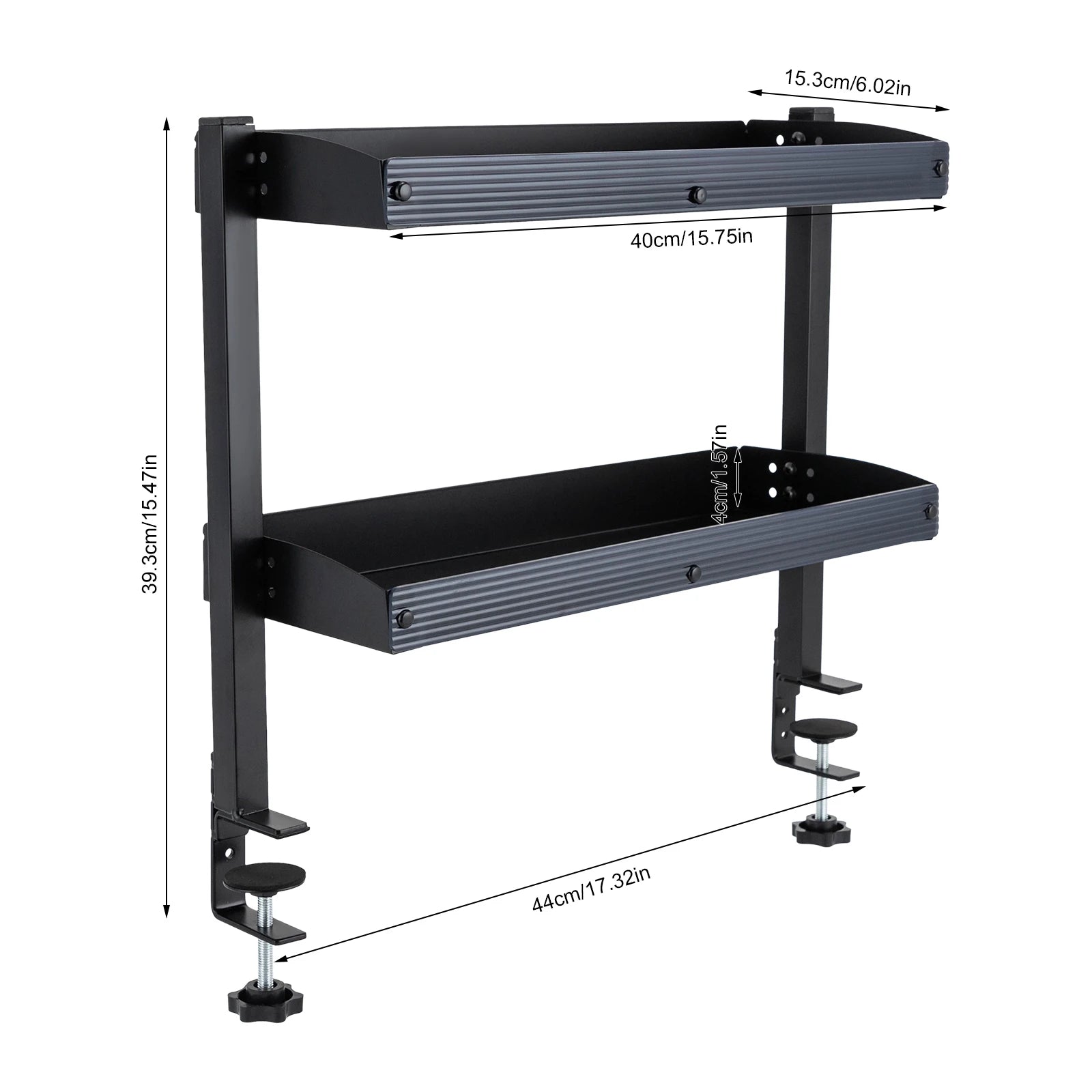 Black/White 2-Tier Shelving with Adjustable Storage Tray