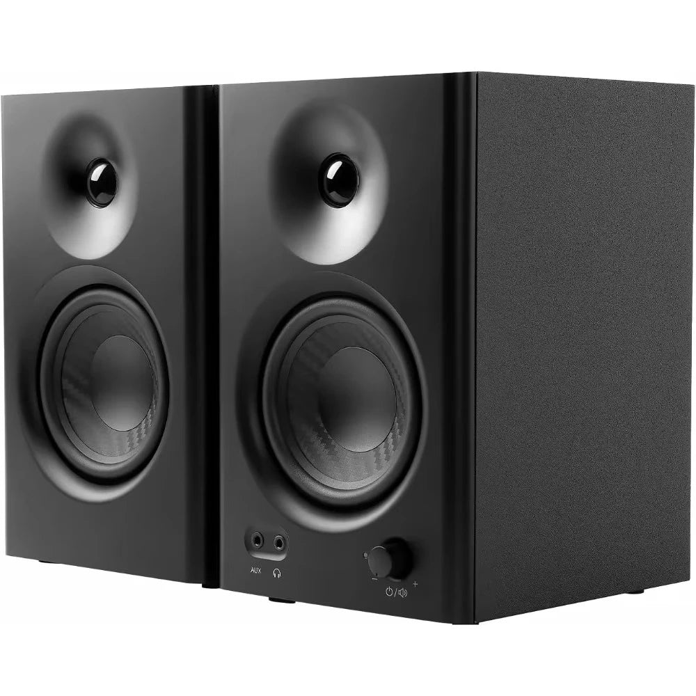 New upgrade MR4 Powered Studio Monitor Speakers, 4" Active Near-Field Reference Speaker - Black (Pair)