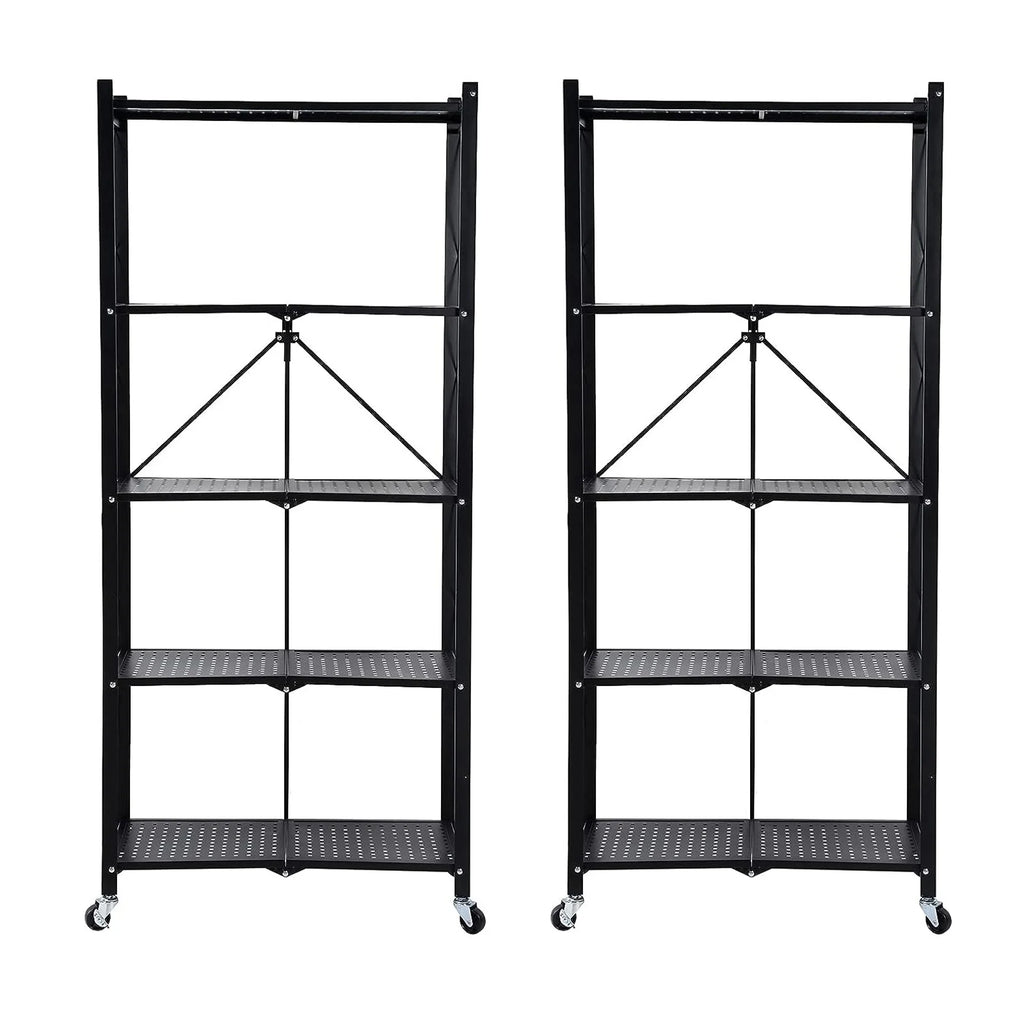 5-Tier Metal Shelf 27.9"x13.4"x62.5, Foldable Storage Rack