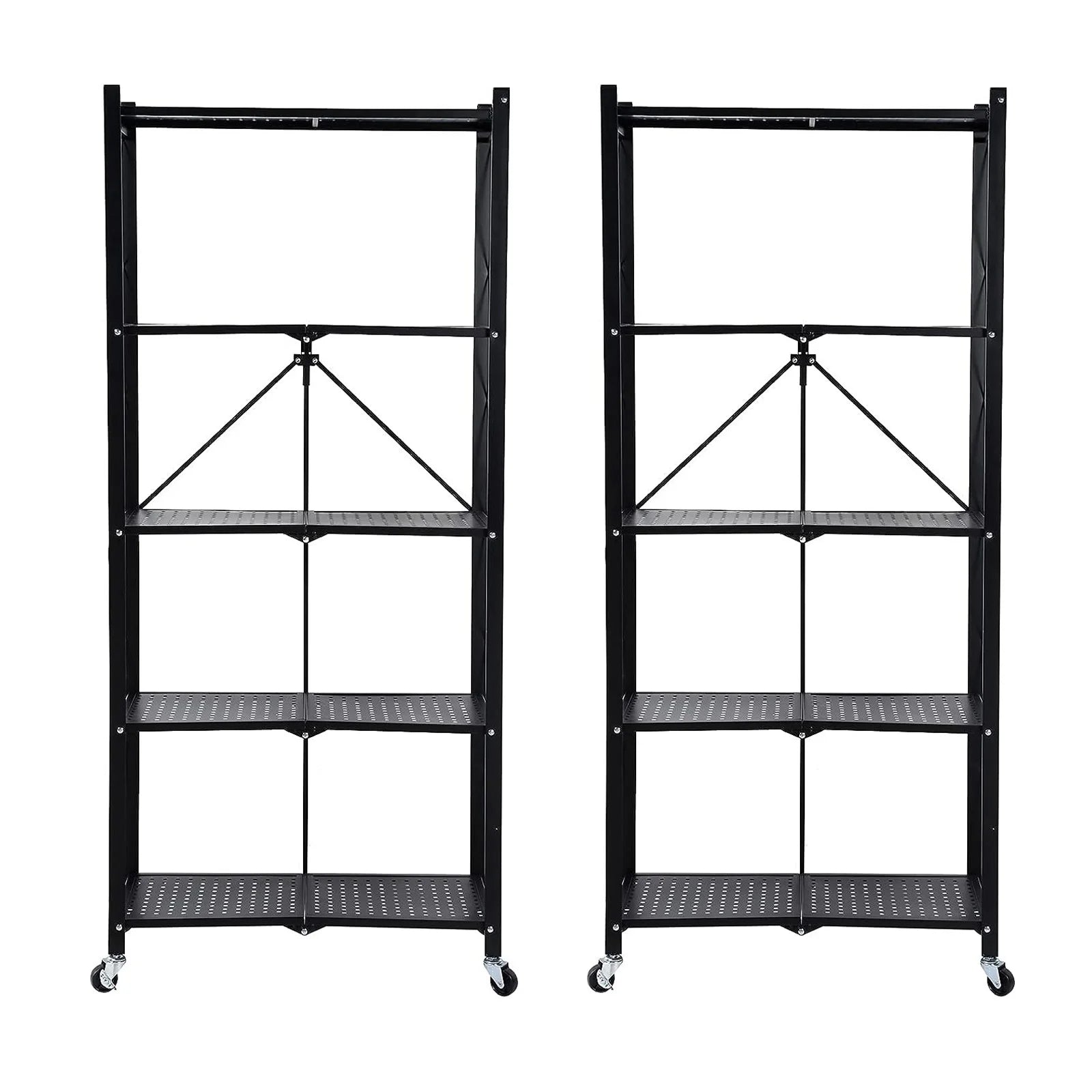 5-Tier Metal Shelf 27.9"x13.4"x62.5, Foldable Storage Rack