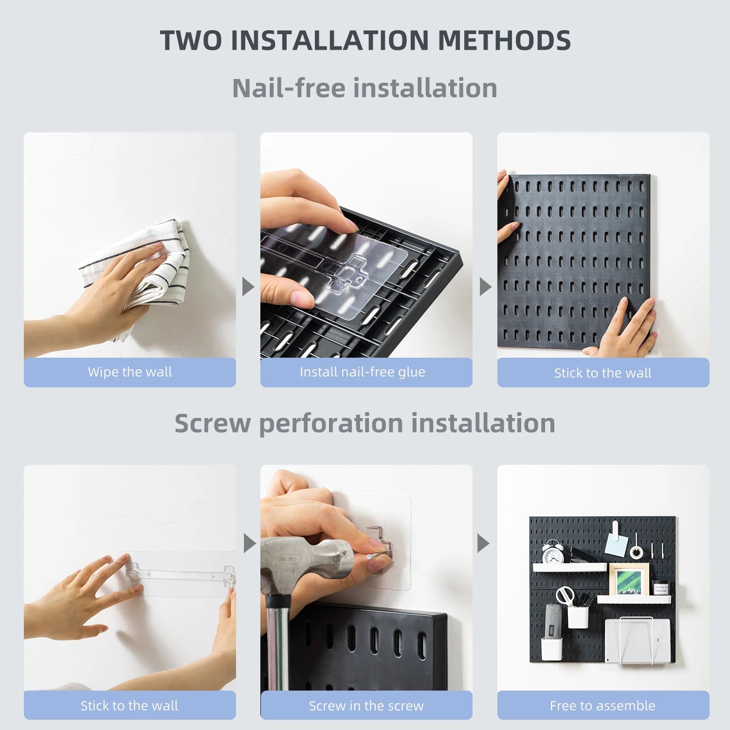 Organizer Kit, 4 Pieces Pegboards and 17 Accessories