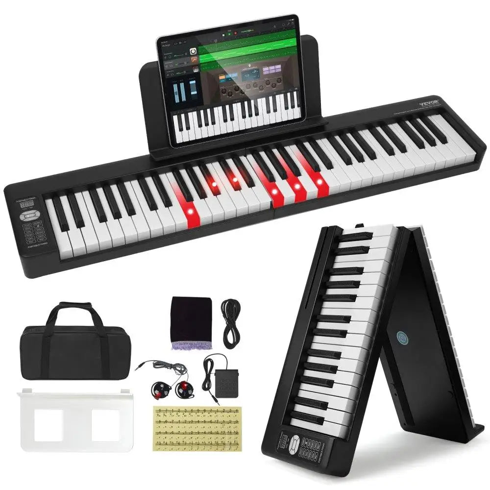 61 Key Folding Portable Keyboard Piano Bluetooth