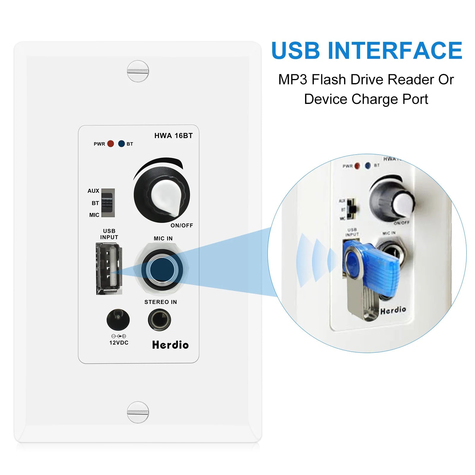 Bluetooth In Wall Receiver Aduio Amplifier Plate
