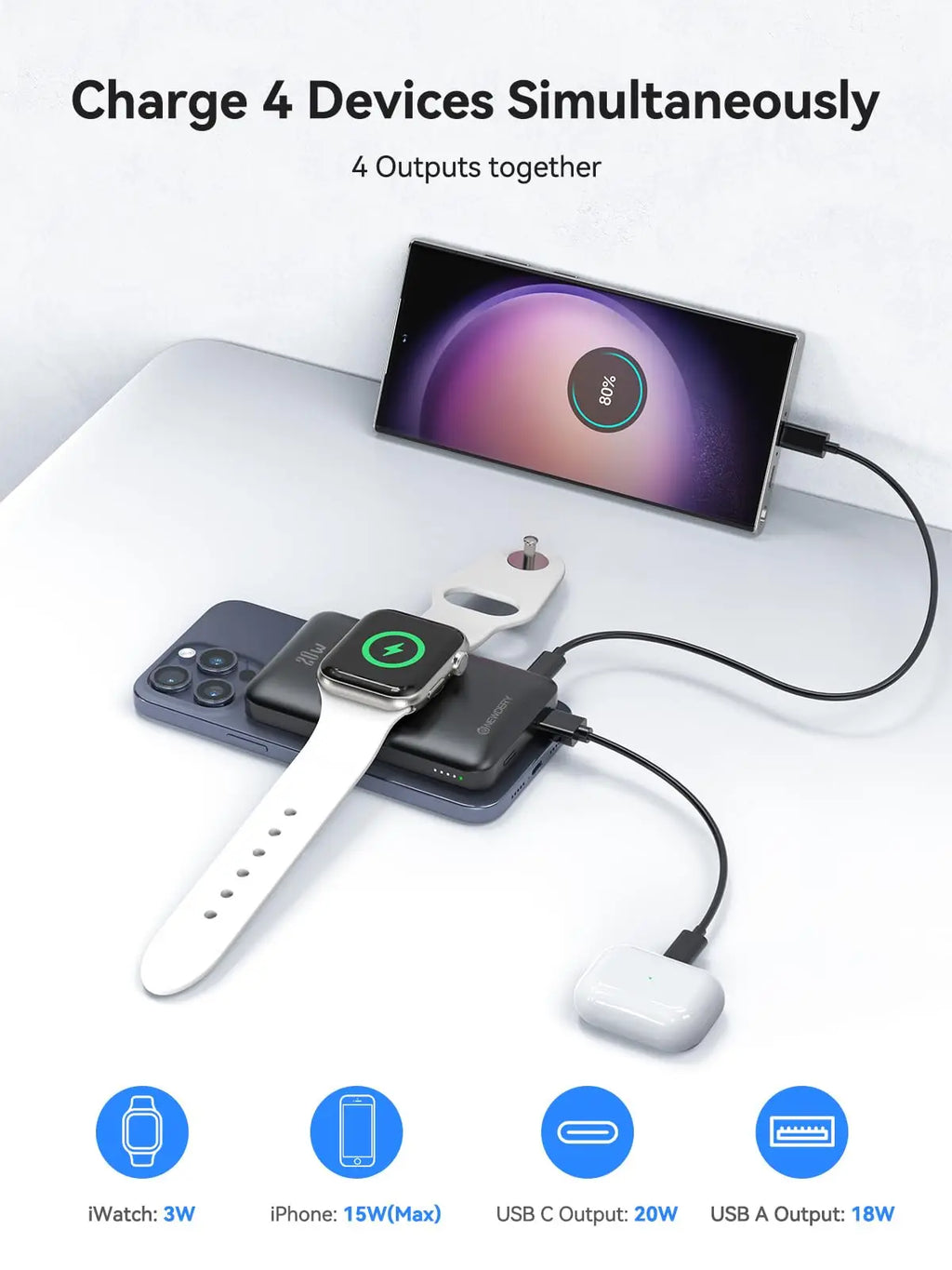Magnetic Wireless Power Bank for iPhones 2ultra-9 and 16/15,Galaxy