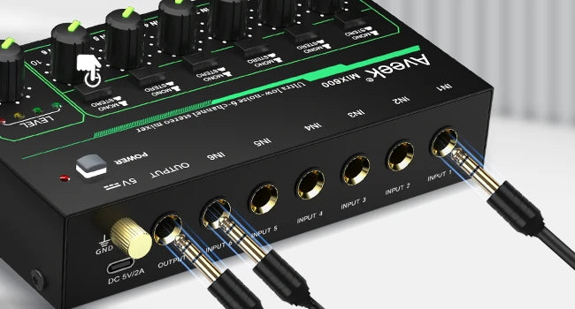 Aveek 6 Channel Mixer - Mini 6 Stereo Audio, Low-Noise
