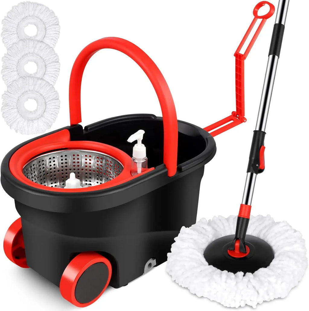 Spin Mop Bucket with Microfiber Replacement Heads
