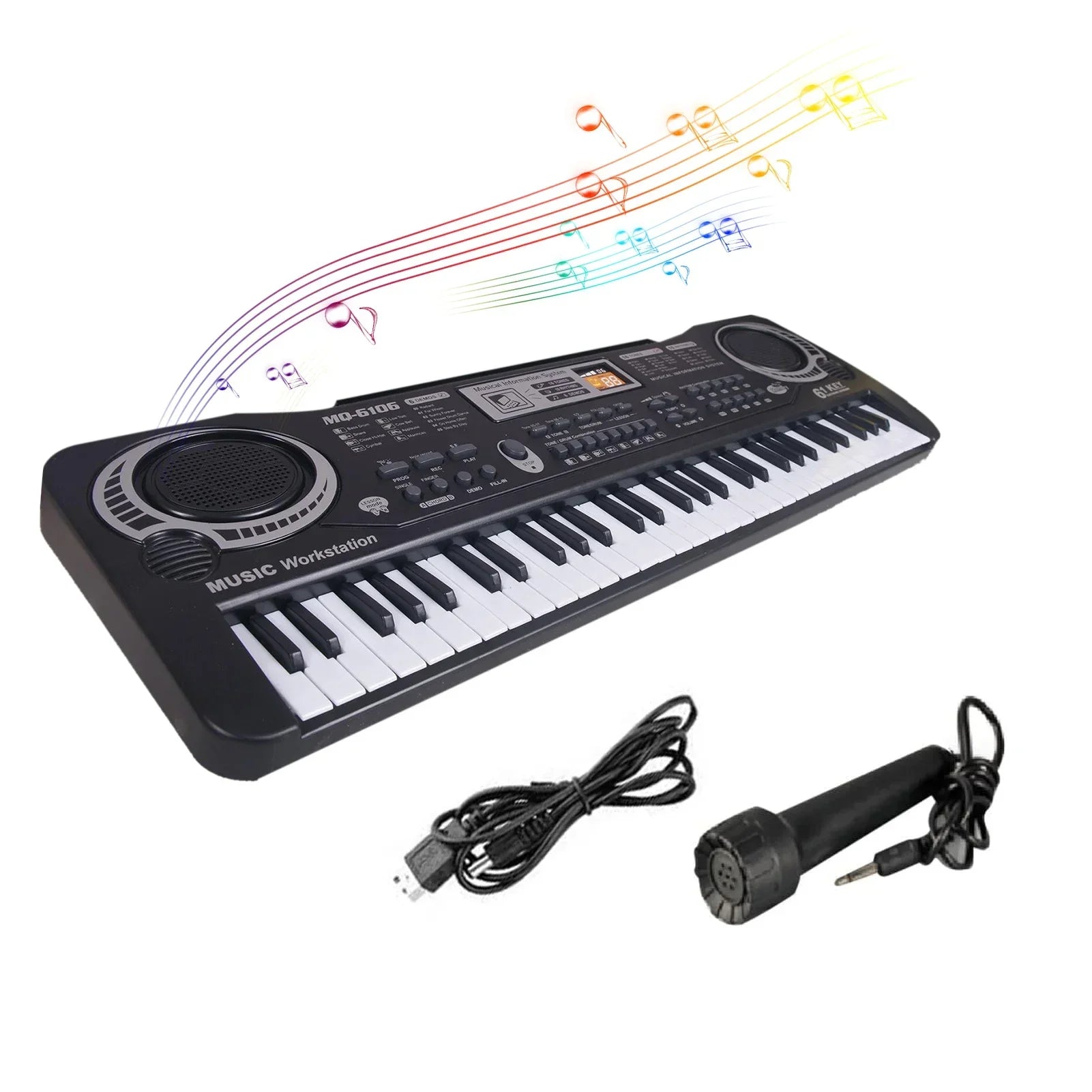 61 Keys Black Digital Music Electronic Keyboard