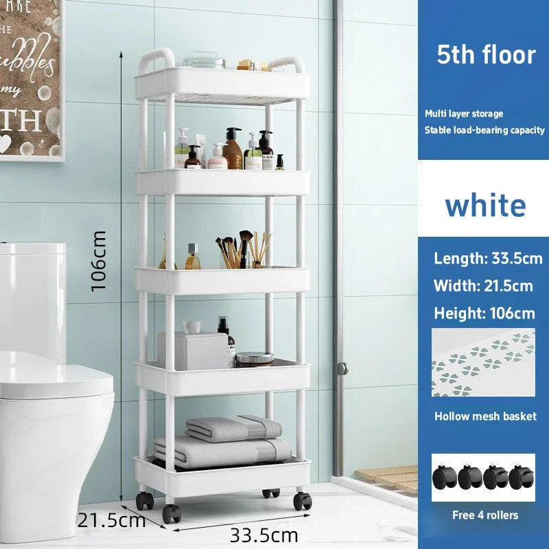 3/4/5 Tier Rolling Cart Shelves Kitchen or Bathroom