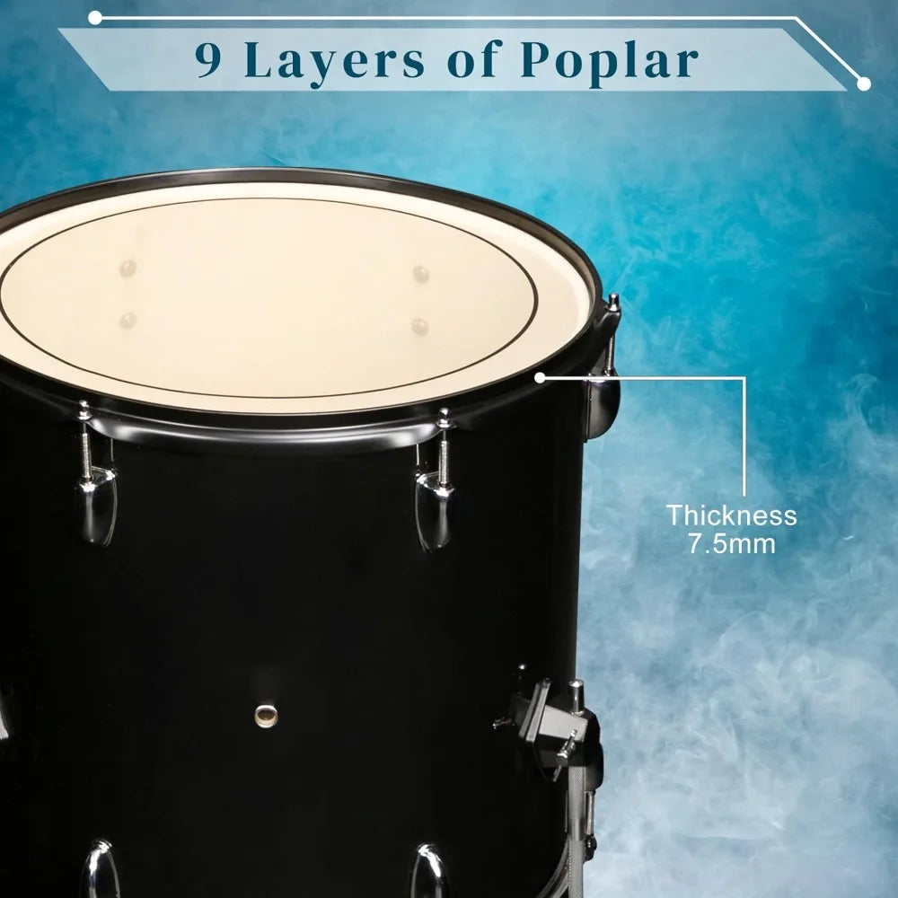 5-Piece Full-Size Drums Kit with Cymbal Stands