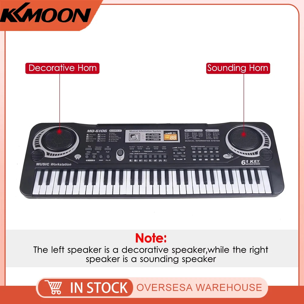 61 Keys Black Digital Music Electronic Keyboard