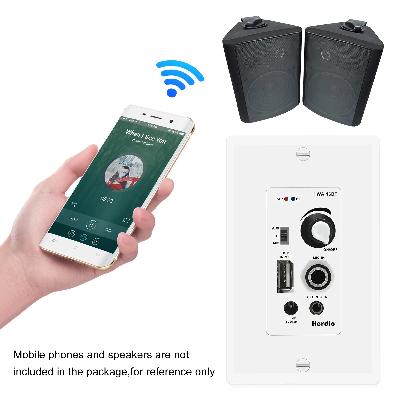 Bluetooth In Wall Receiver Aduio Amplifier Plate