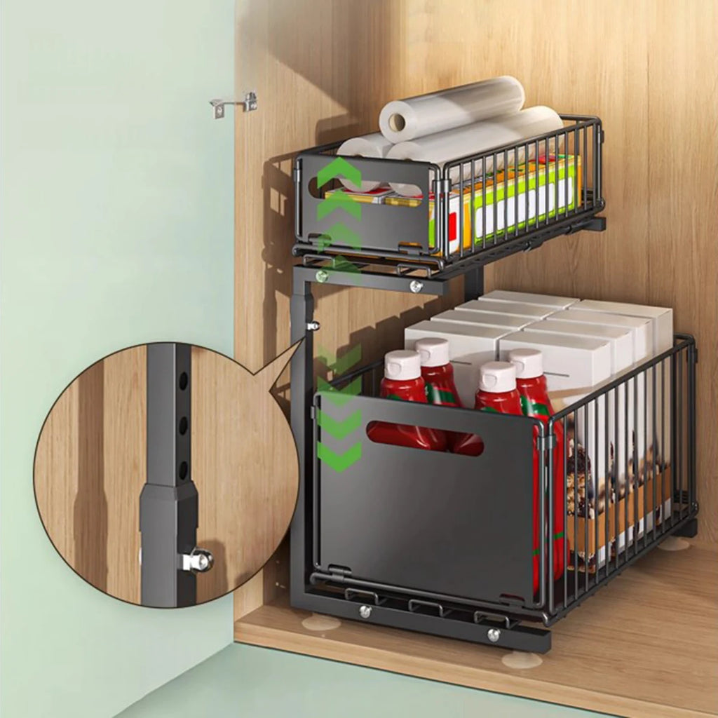Metal Pull Out Cabinet Organizer,2-Tier
