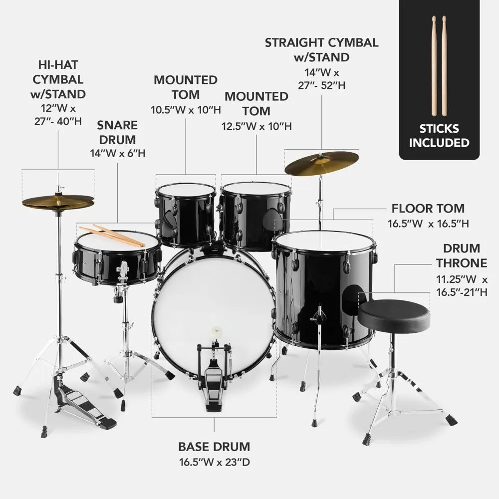 Full Size Complete Adult Drum Set w/Cymbal