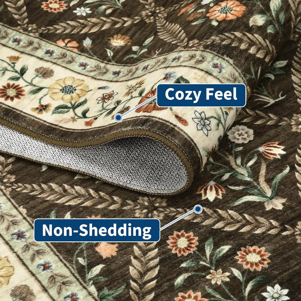 Washable Area Rugs Soft Low-Pile Non-Slip Carpet