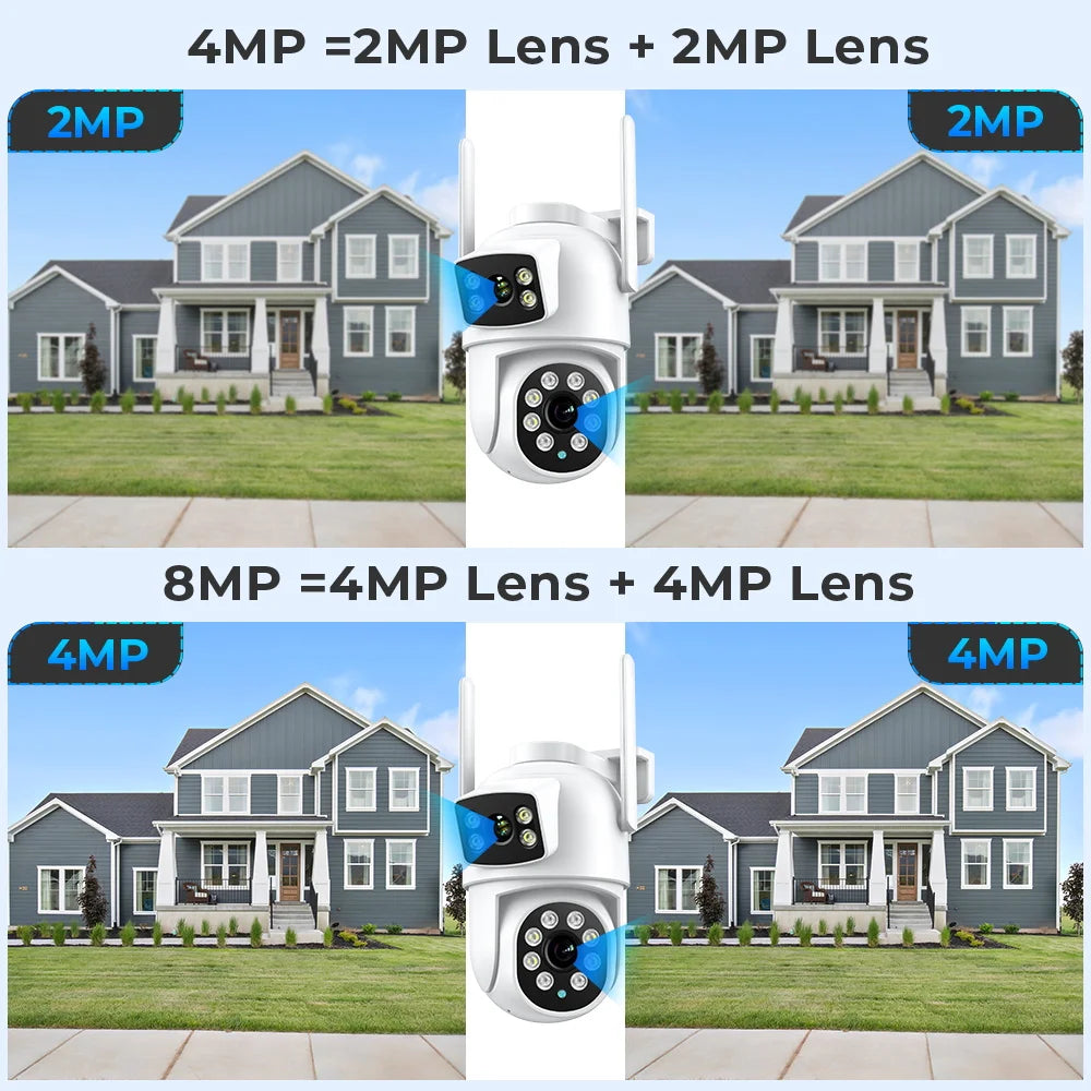 4K 8MP Wifi Camera PTZ Outdoor Human Detection Dual Lenses