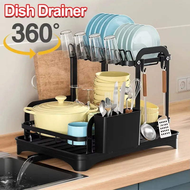 New 360° rotating storage rack double-layer