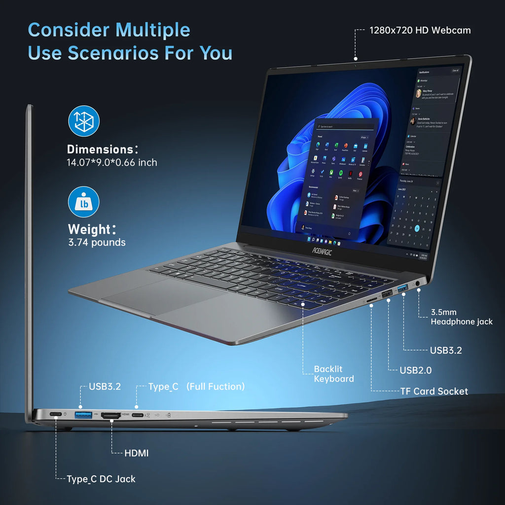 ACEMAGIC Notebook Ryzen 7 5700U Laptop