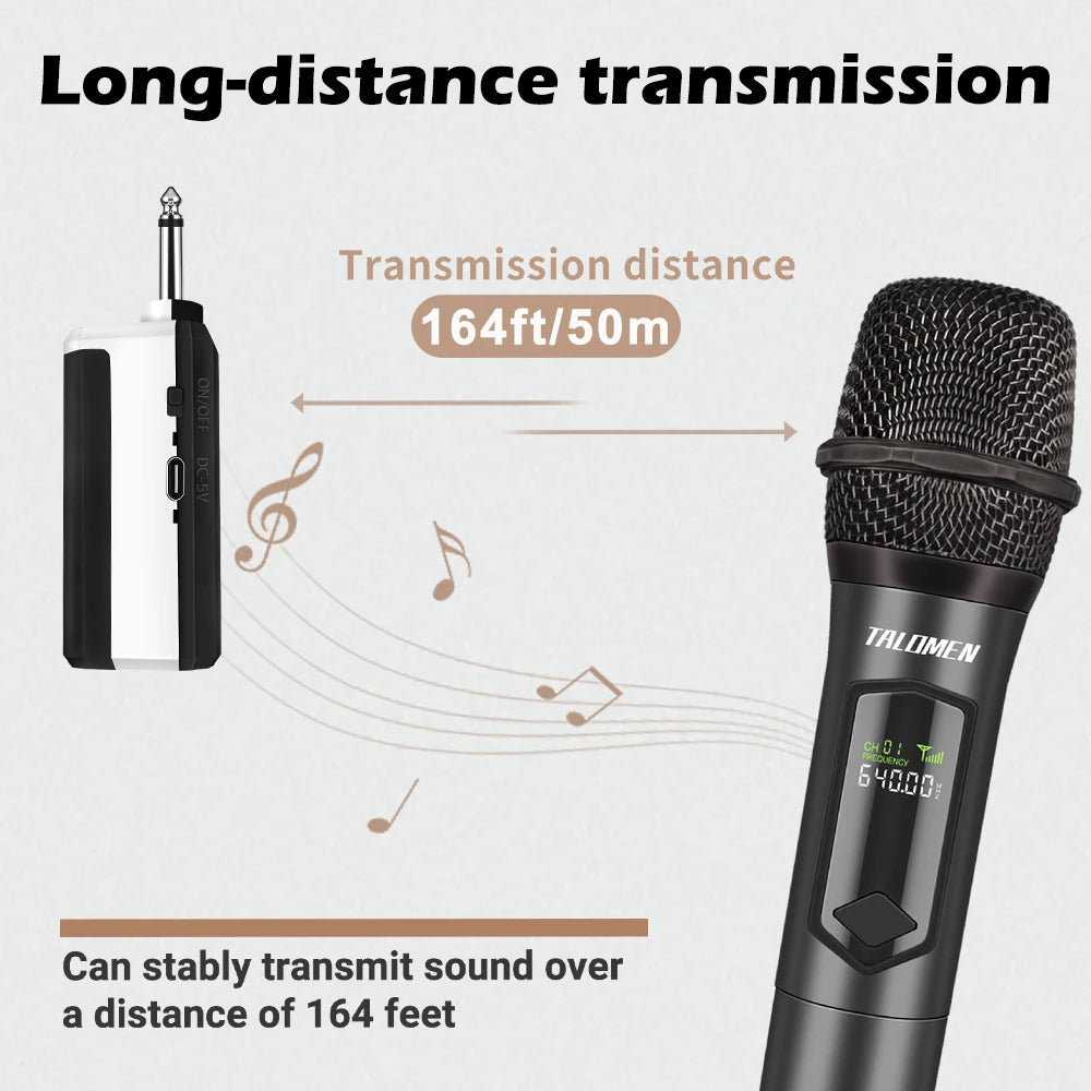 Talomen Professional Dual Handheld Cordless mic rechargeable