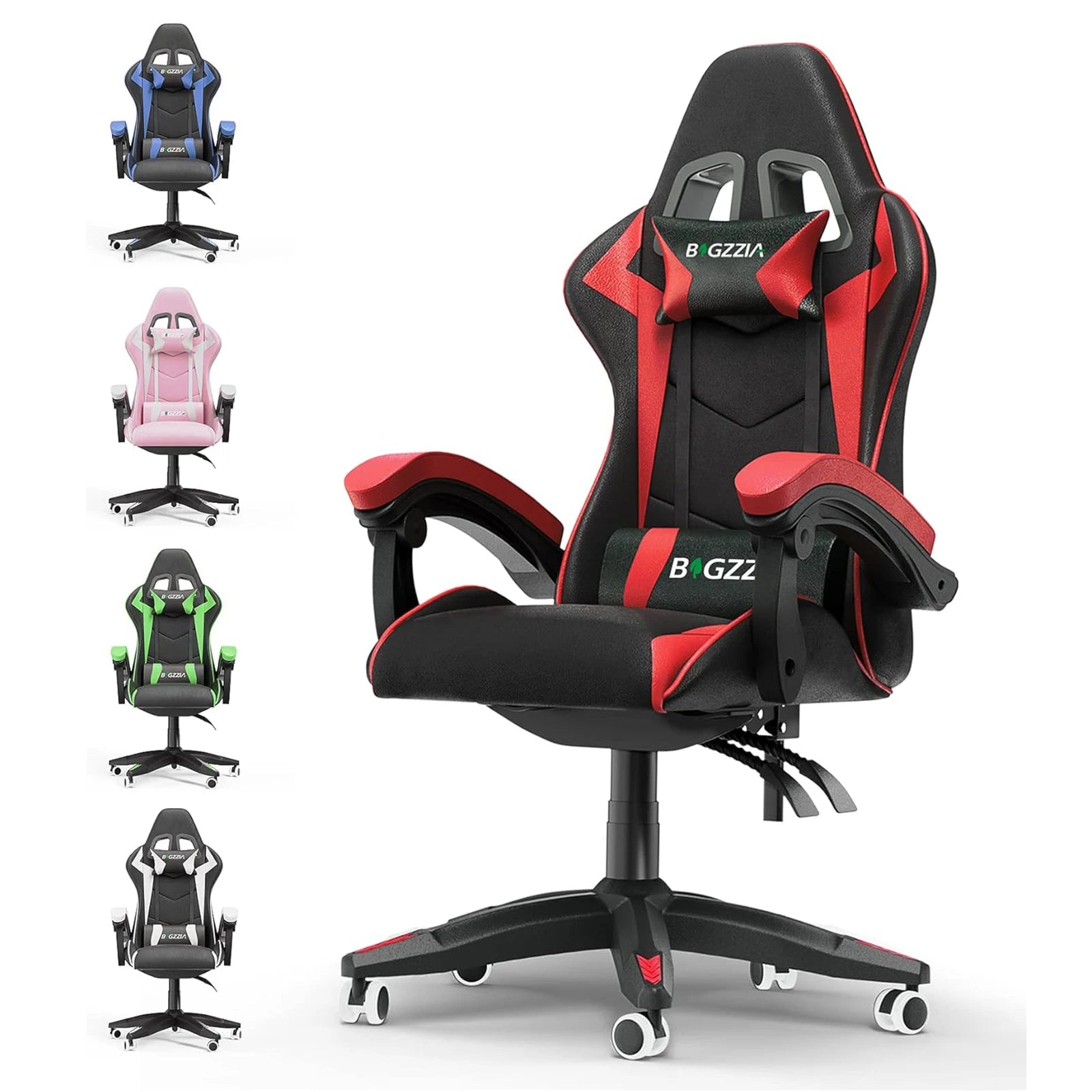 Ergonomic Chair w/Lumbar Cushion, Headrest Adjustable