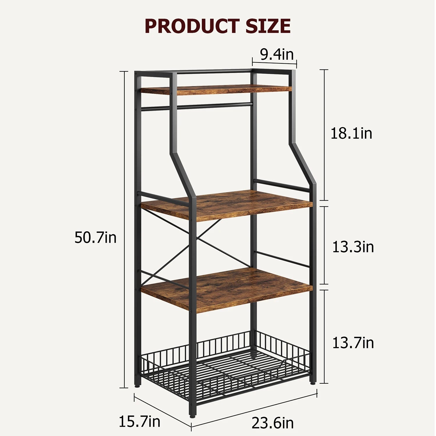 Kitchen Microwave Oven Bakers Rack 4-Tier Stand