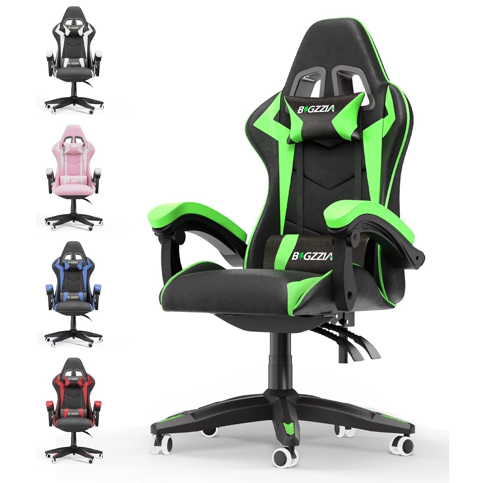 Ergonomic Chair w/Lumbar Cushion, Headrest Adjustable