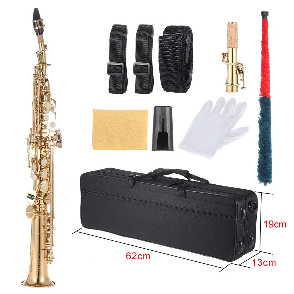 Brass Straight Soprano Saxophone B Flat Woodwind