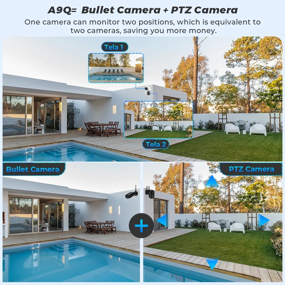 4K 8MP Wifi Camera PTZ Outdoor Human Detection Dual Lenses