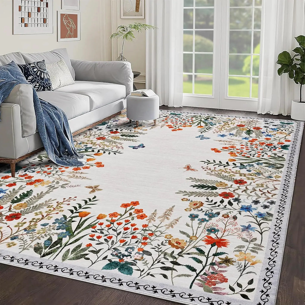 Washable Area Rugs Non-Slip Floral for any Room